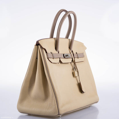 Hermes HSS Birkin 35 Parchemin & Etoupe Epsom with Palladium Hardware - 2010, N Square - image 3