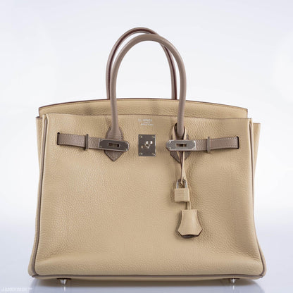 Hermes HSS Birkin 35 Parchemin & Etoupe Epsom with Palladium Hardware - 2010, N Square - image 7