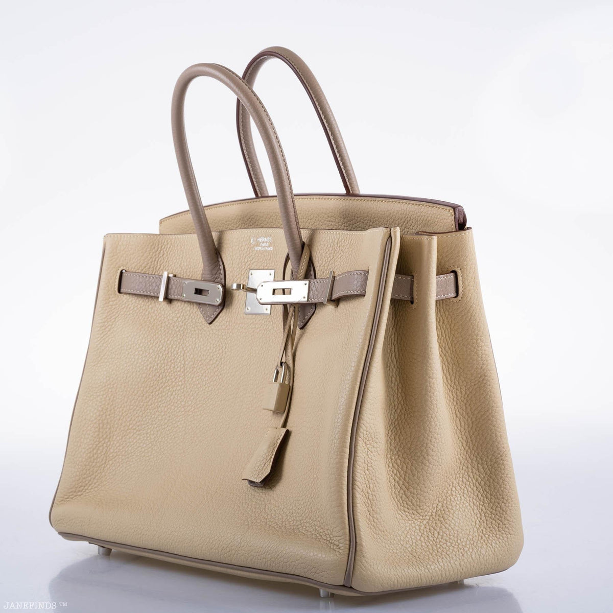 Hermes HSS Birkin 35 Parchemin & Etoupe Epsom with Palladium Hardware - 2010, N Square - image 9