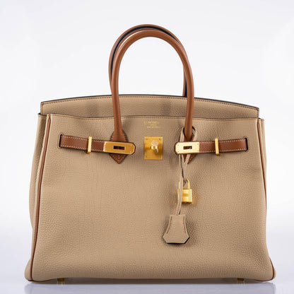 Hermès HSS Birkin 35 Trench & Gold Togo with Brushed Gold Hardware - 2017, A - photo 5