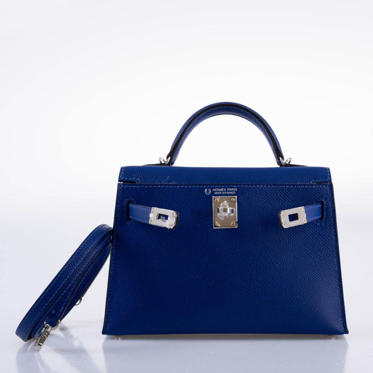 Hermes HSS Kelly 20 Mini II Sellier Blue Electric & Black Interior Epsom Palladium - 2021, Z - image 8
