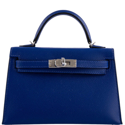Hermes HSS Kelly 20 Mini II Sellier Blue Electric & Black Interior Epsom Palladium - 2021, Z - image 1