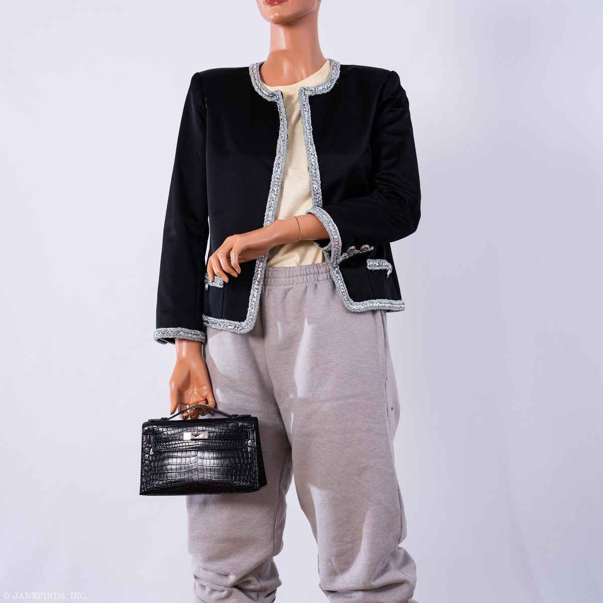 Hermes JPG Kelly Pochette Black Matte Niloticus Crocodile Palladium Hardware - Square L - image 2