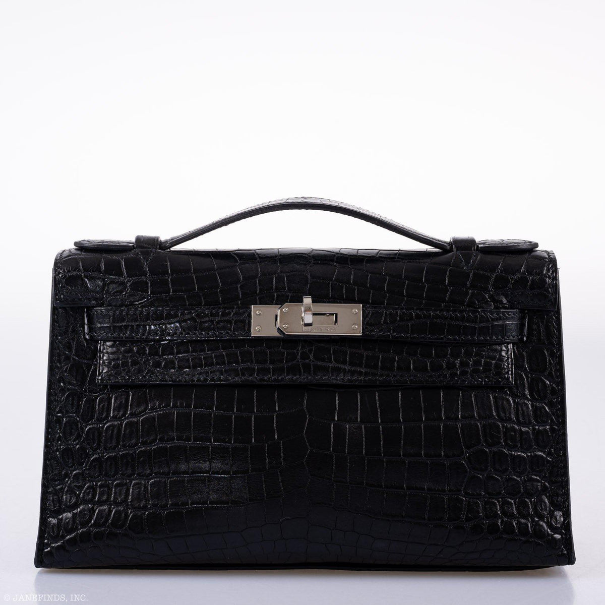 Hermes JPG Kelly Pochette Black Matte Niloticus Crocodile Palladium Hardware - Square L - image 3
