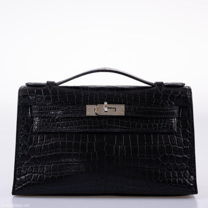 Hermes JPG Kelly Pochette Black Matte Niloticus Crocodile Palladium Hardware - Square L - image 3