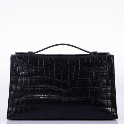 Hermes JPG Kelly Pochette Black Matte Niloticus Crocodile Palladium Hardware - Square L - image 5
