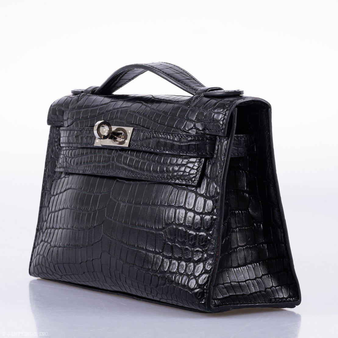 Hermes JPG Kelly Pochette Black Matte Niloticus Crocodile Palladium Hardware - Square L - image 6