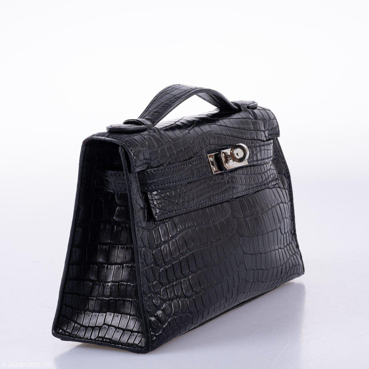 Hermes JPG Kelly Pochette Black Matte Niloticus Crocodile Palladium Hardware - Square L - image 7