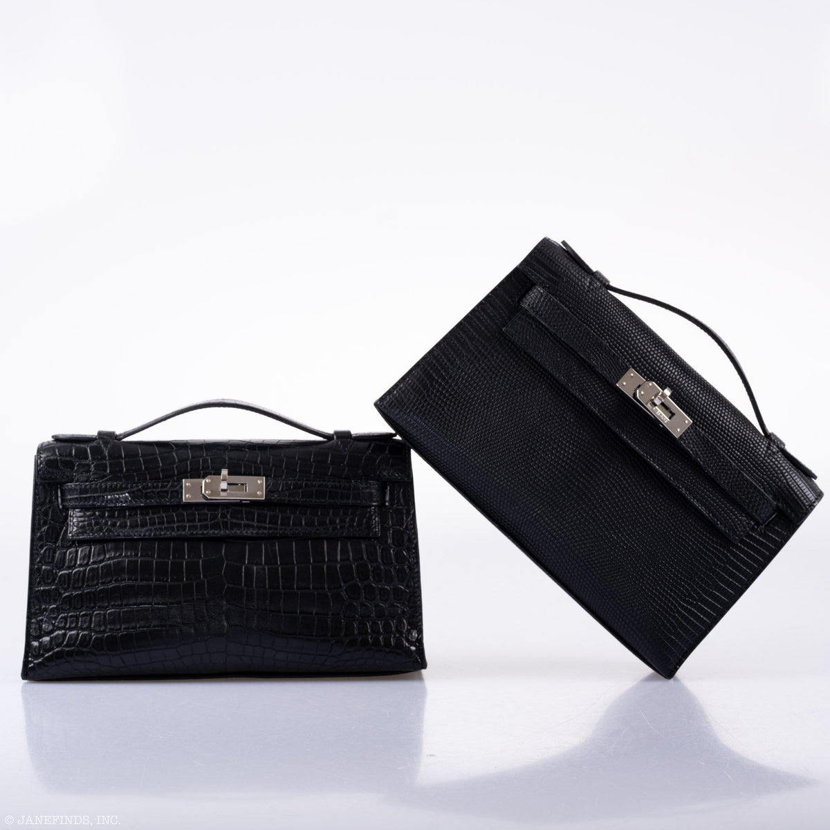 Hermes JPG Kelly Pochette Black Matte Niloticus Crocodile Palladium Hardware - Square L - image 9