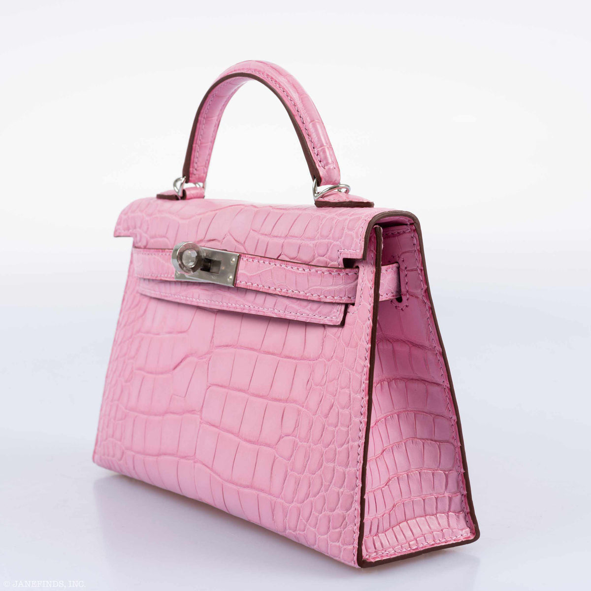 Hermes Kelly 20 Mini II Sellier 5P Bubblegum Matte Pink Alligator Palladium Hardware - 2020, Y - image 4