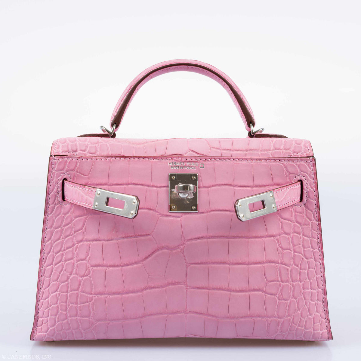 Hermes Kelly 20 Mini II Sellier 5P Bubblegum Matte Pink Alligator Palladium Hardware - 2020, Y - image 6