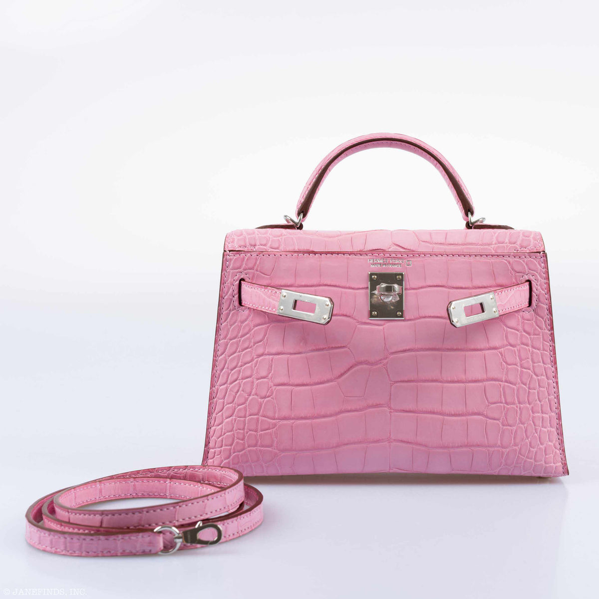 Hermes Kelly 20 Mini II Sellier 5P Bubblegum Matte Pink Alligator Palladium Hardware - 2020, Y - image 7