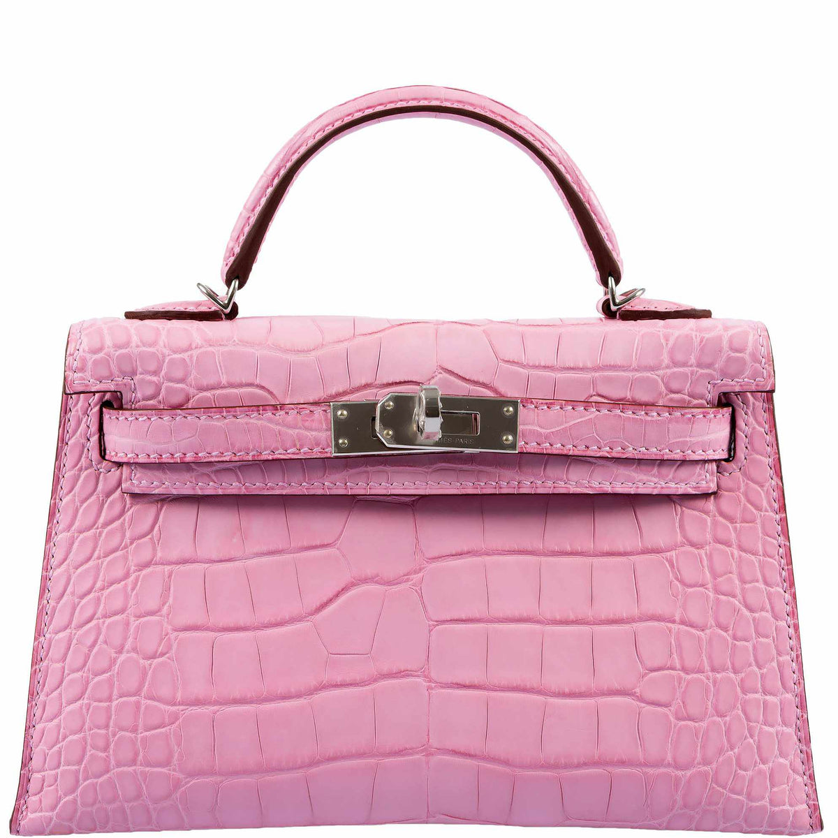 Hermes Kelly 20 Mini II Sellier 5P Bubblegum Matte Pink Alligator Palladium Hardware - 2020, Y - image 1