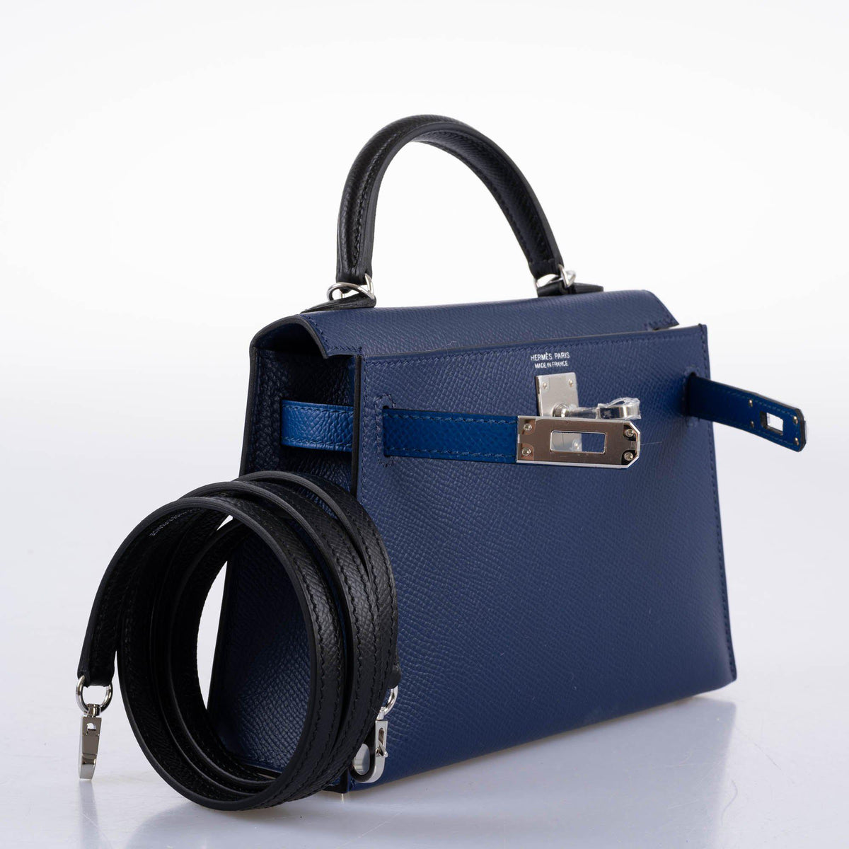 Hermes Kelly 20 Mini II Sellier Bleu Sapphire, Bleu France, Noire Epsom Palladium Hardware- 2021, Z - image 10