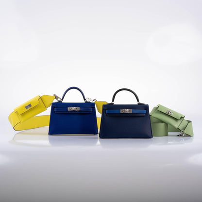 Hermes Kelly 20 Mini II Sellier Bleu Sapphire, Bleu France, Noire Epsom Palladium Hardware- 2021, Z - image 6
