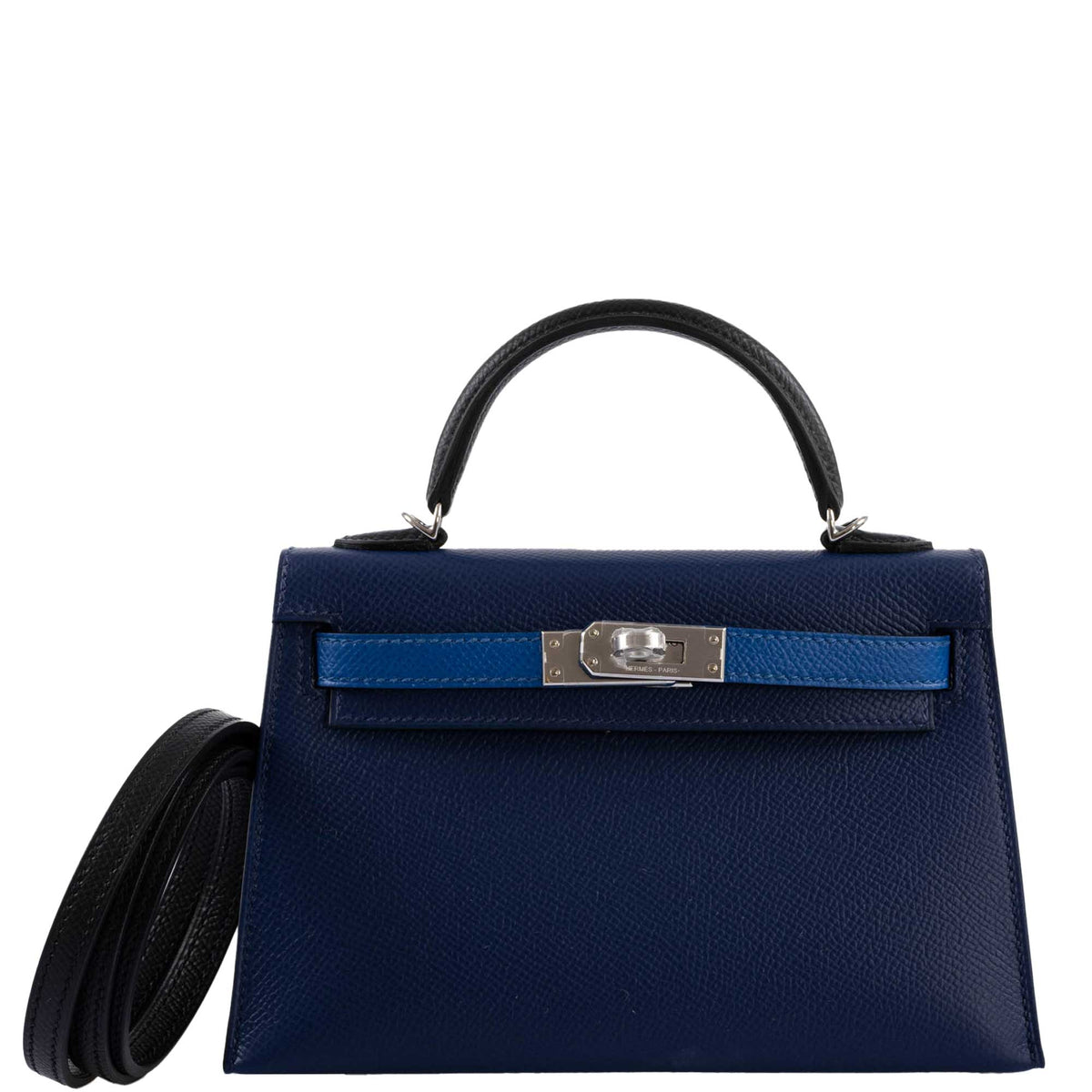 Hermes Kelly 20 Mini II Sellier Bleu Sapphire, Bleu France, Noire Epsom Palladium Hardware- 2021, Z - image 7