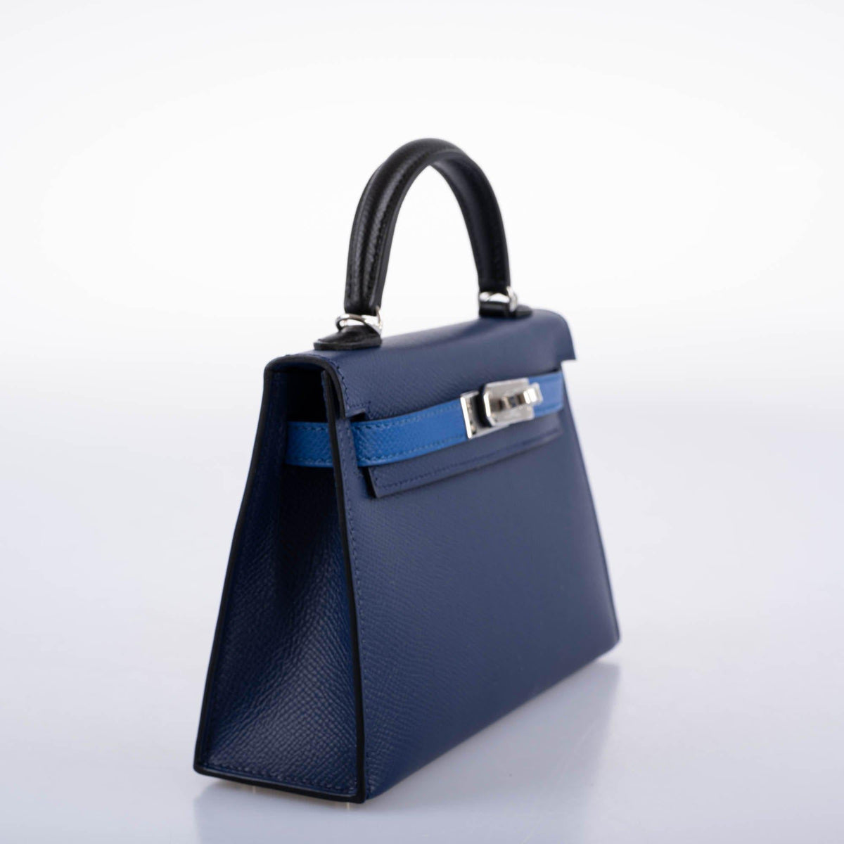 Hermes Kelly 20 Mini II Sellier Bleu Sapphire, Bleu France, Noire Epsom Palladium Hardware- 2021, Z - image 8