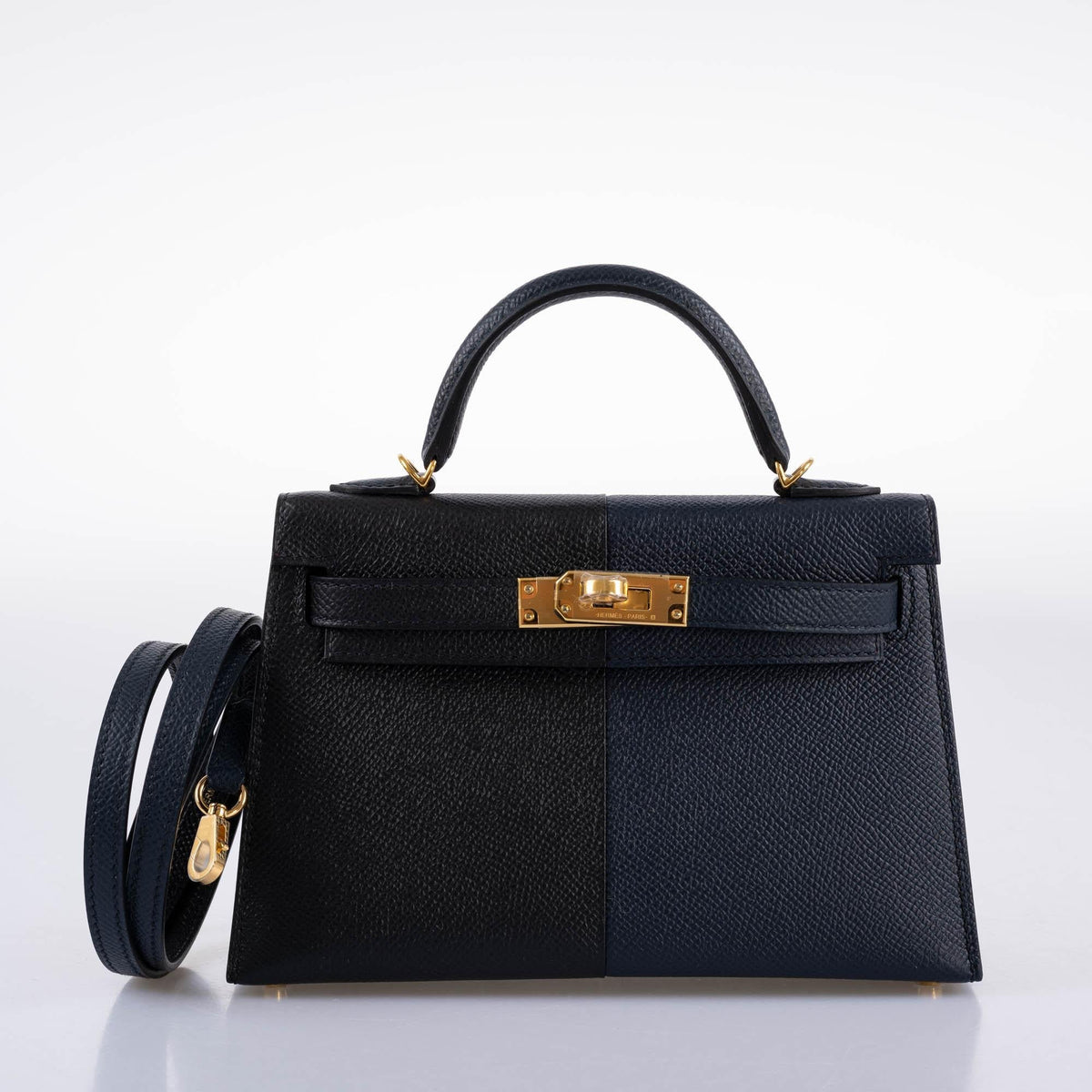 Hermes Kelly 20 Mini II Sellier "Casaque" style Black, Indigo & Rouge H Epsom with Gold Hardware - 2021, Z - image 5