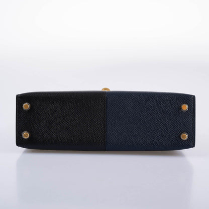 Hermes Kelly 20 Mini II Sellier "Casaque" style Black, Indigo & Rouge H Epsom with Gold Hardware - 2021, Z - image 6