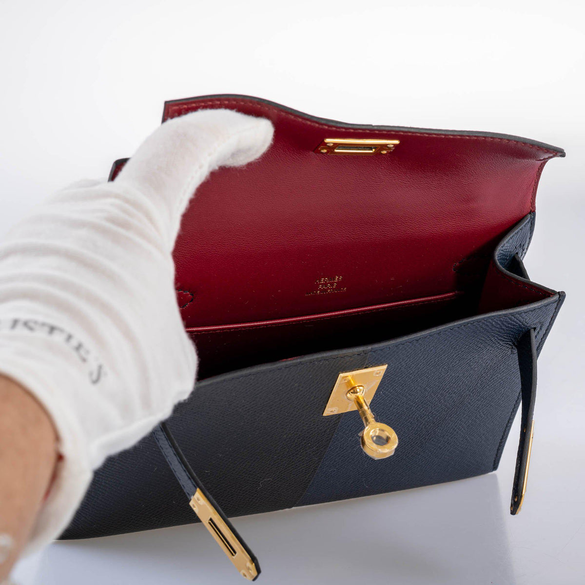 Hermes Kelly 20 Mini II Sellier "Casaque" style Black, Indigo & Rouge H Epsom with Gold Hardware - 2021, Z - image 7