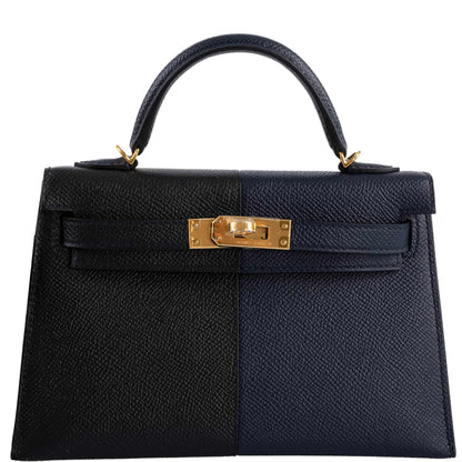 Hermes Kelly 20 Mini II Sellier "Casaque" style Black, Indigo & Rouge H Epsom with Gold Hardware - 2021, Z - image 1