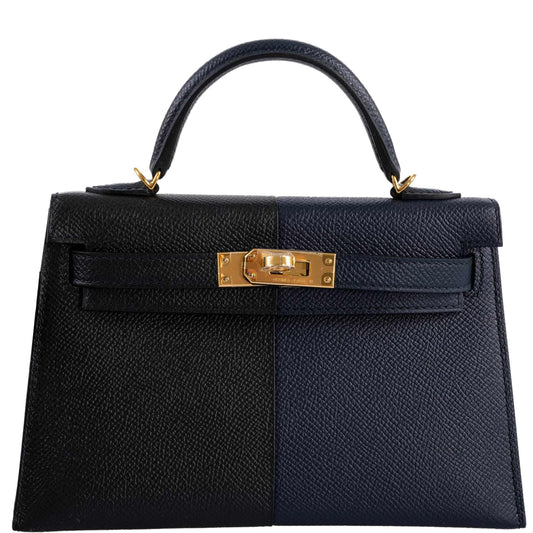 Hermes Kelly 20 Mini II Sellier "Casaque" style Black, Indigo & Rouge H Epsom with Gold Hardware - 2021, Z - image 1