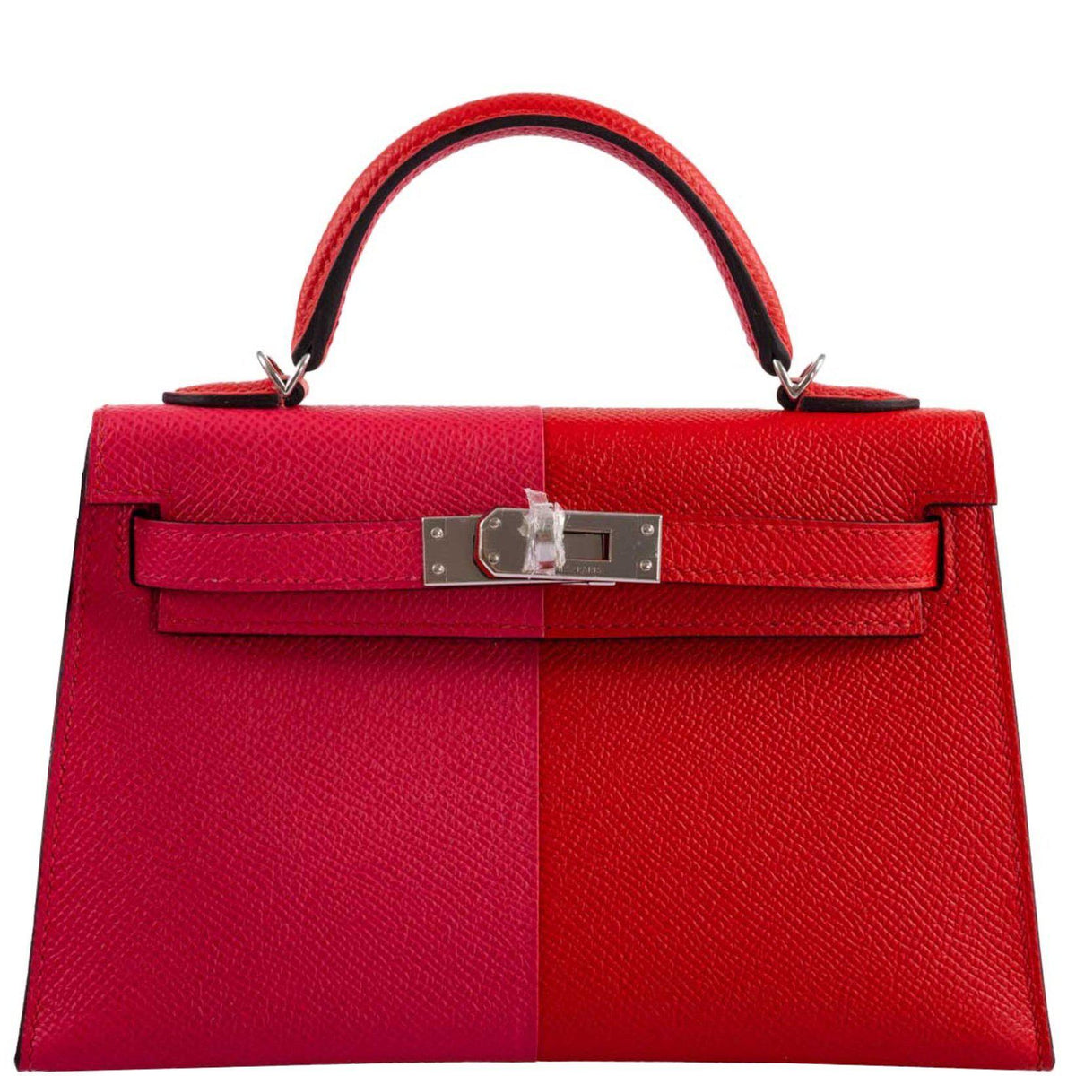 Hermes Kelly 20 Mini II Sellier Tri-color Rose Extreme, Rouge de Coeur, Bleu Zanzibar Epsom Palladium - 2021, Z - image 11