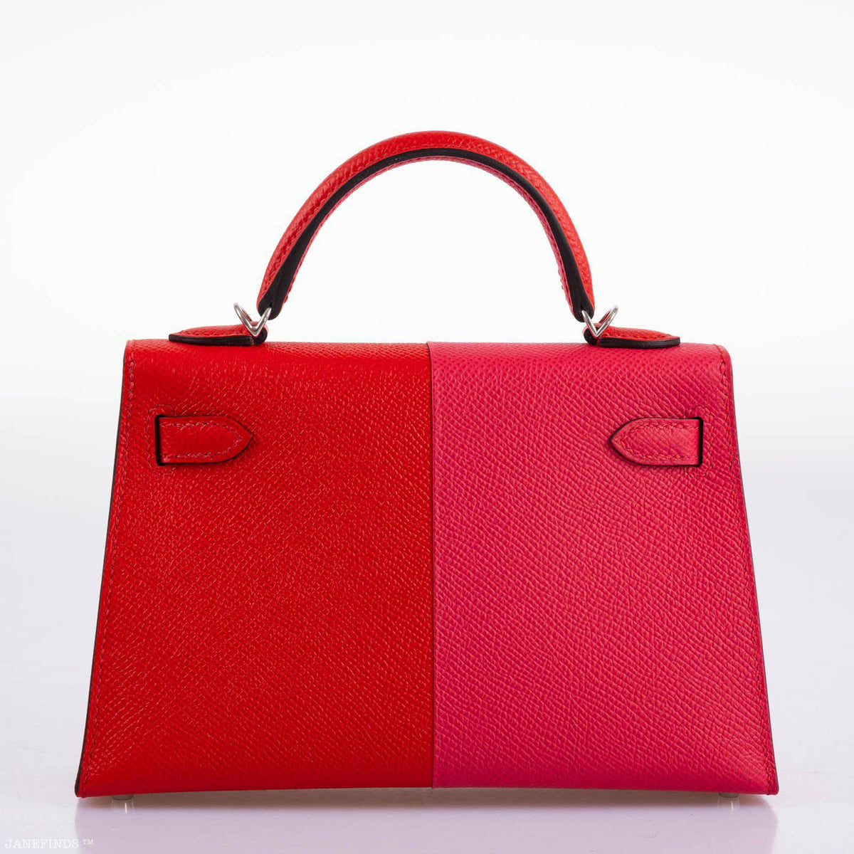 Hermes Kelly 20 Mini II Sellier Tri-color Rose Extreme, Rouge de Coeur, Bleu Zanzibar Epsom Palladium - 2021, Z - image 6