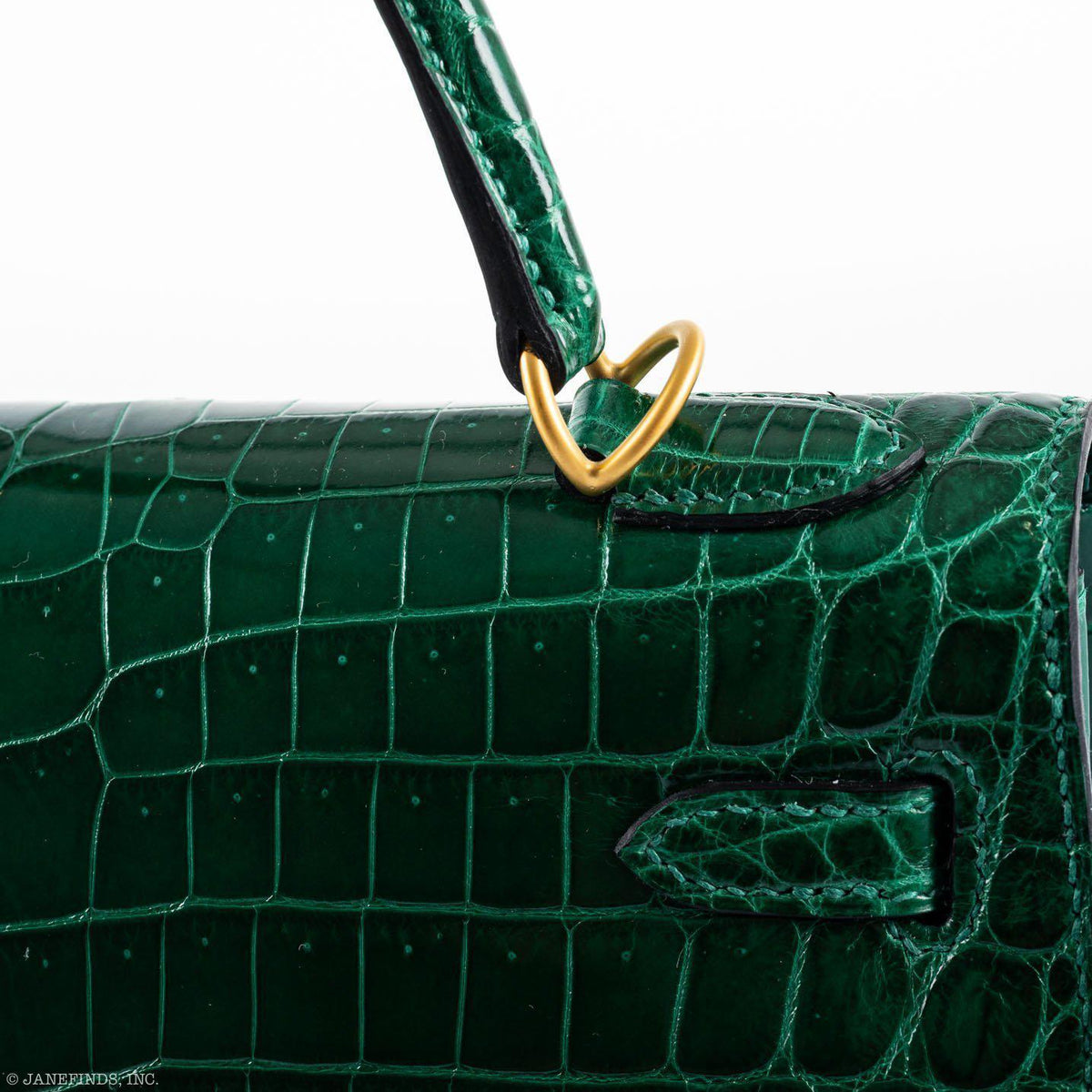 Hermes Kelly 25 HSS Sellier Emerald Nilo Crocodile & Cassis Brushed Gold Hardware - 2018, C - image 16