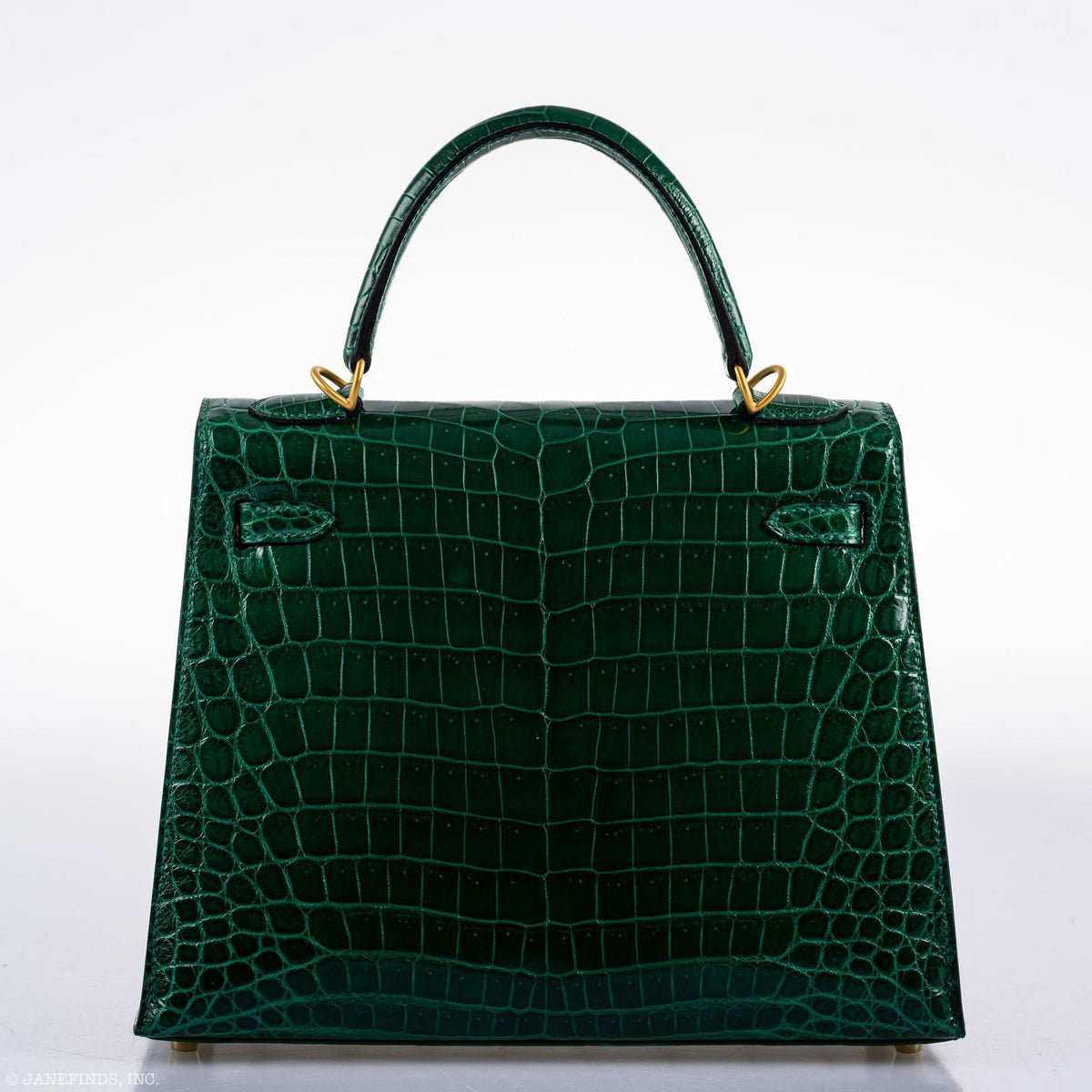 Hermes Kelly 25 HSS Sellier Emerald Nilo Crocodile & Cassis Brushed Gold Hardware - 2018, C - image 17
