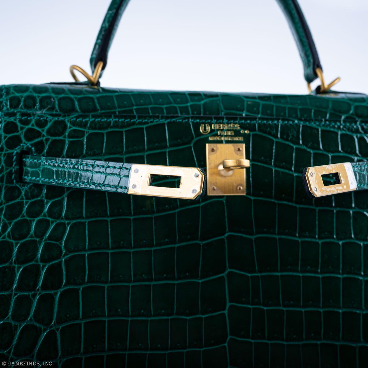 Hermes Kelly 25 HSS Sellier Emerald Nilo Crocodile & Cassis Brushed Gold Hardware - 2018, C - image 18