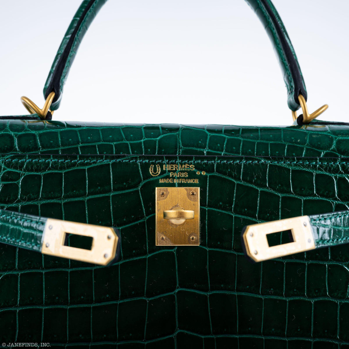 Hermes Kelly 25 HSS Sellier Emerald Nilo Crocodile & Cassis Brushed Gold Hardware - 2018, C - image 19