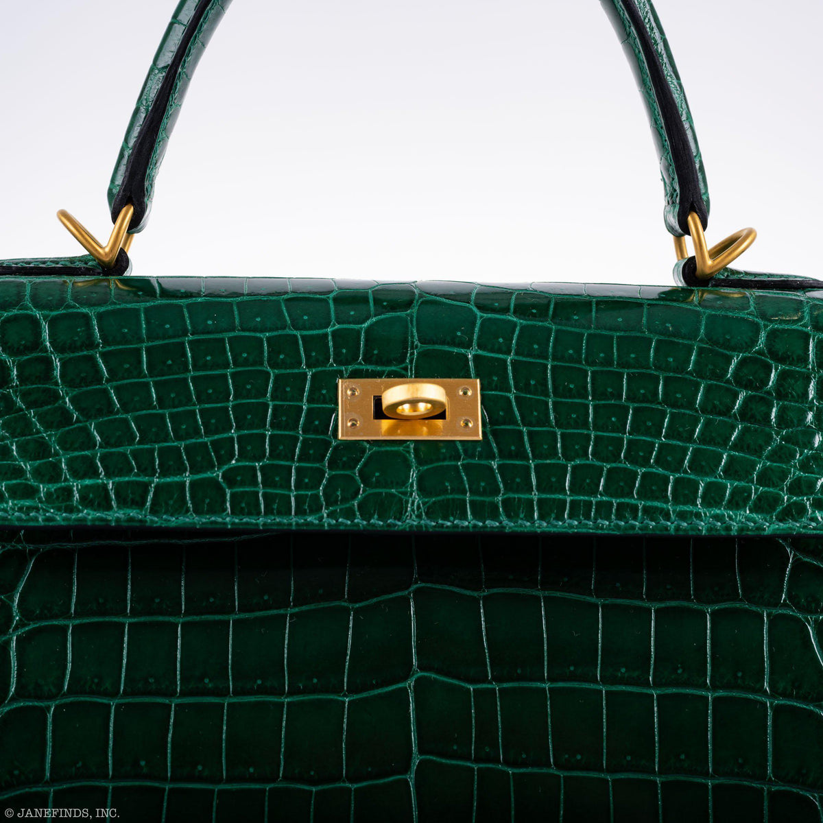Hermes Kelly 25 HSS Sellier Emerald Nilo Crocodile & Cassis Brushed Gold Hardware - 2018, C - image 20