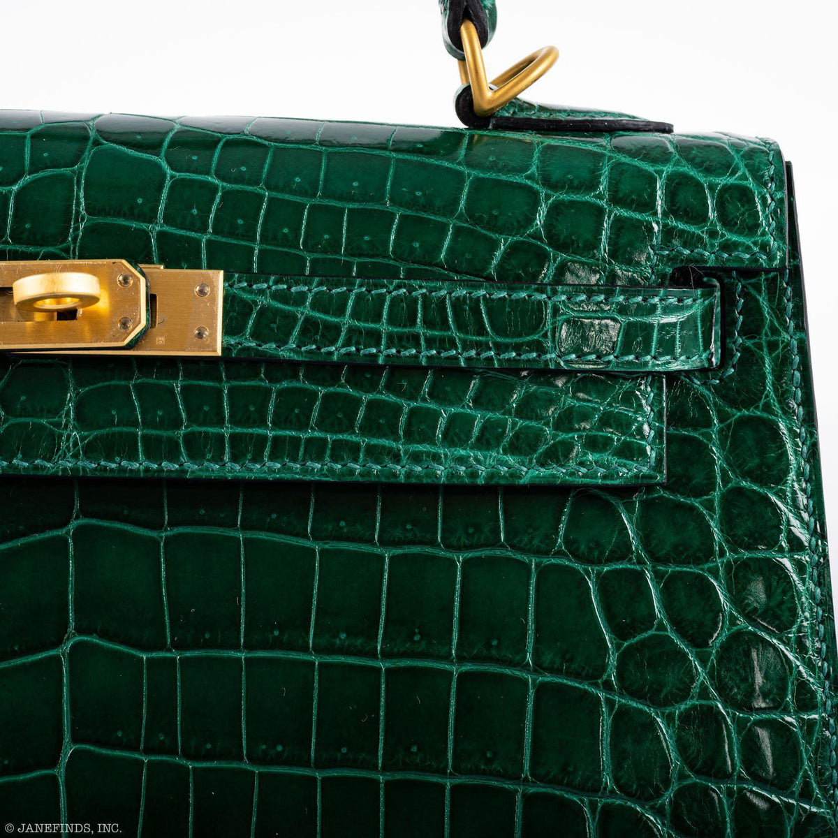 Hermes Kelly 25 HSS Sellier Emerald Nilo Crocodile & Cassis Brushed Gold Hardware - 2018, C - image 4