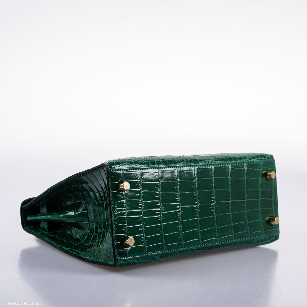 Hermes Kelly 25 HSS Sellier Emerald Nilo Crocodile & Cassis Brushed Gold Hardware - 2018, C - image 9