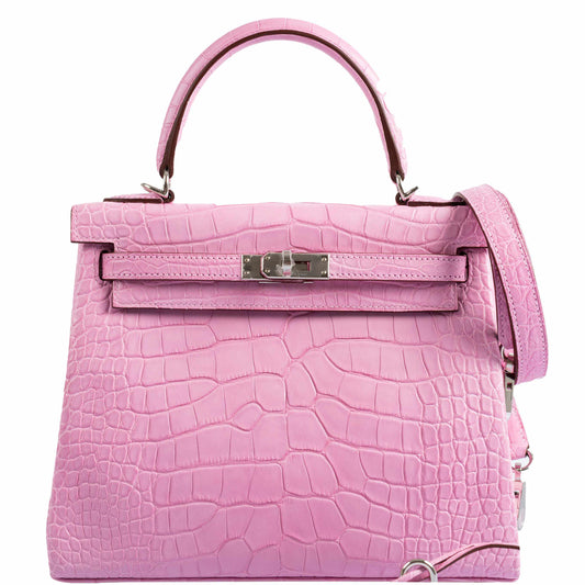 Hermès Kelly 25 Retourne 5P Bubblegum Pink Matte Alligator Palladium Hardware - 2020, Y - photo 1