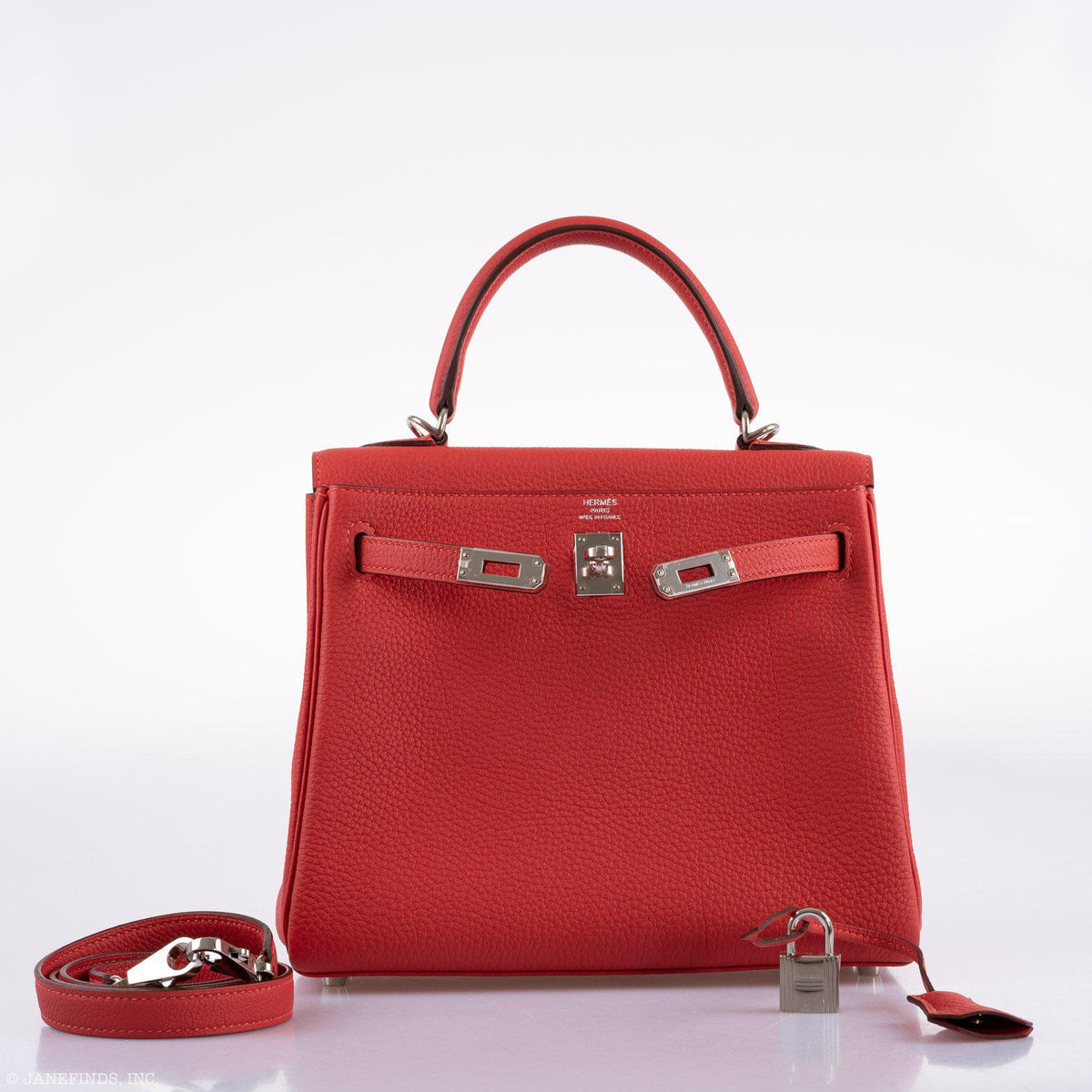 Hermès Kelly 25 Retourne Rouge Pivoine Togo Palladium Hardware - 2019, D - photo 10