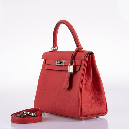 Hermès Kelly 25 Retourne Rouge Pivoine Togo Palladium Hardware - 2019, D - photo 6