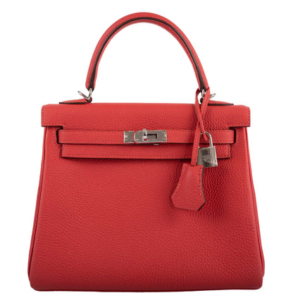 Hermès Kelly 25 Retourne Rouge Pivoine Togo Palladium Hardware - 2019, D - photo 7