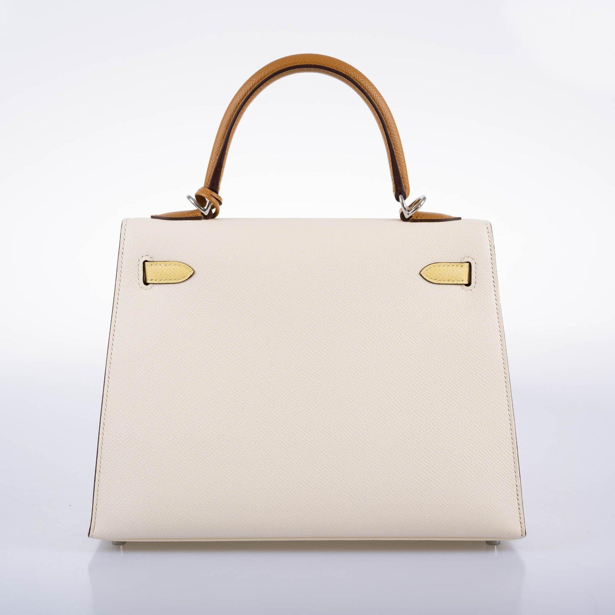 Hermes Kelly 25 Sellier Limited Edition Tri-Color Nata, Jaune Poussin and Sesame Epsom Palladium Hardware - 2020, Y - image 6