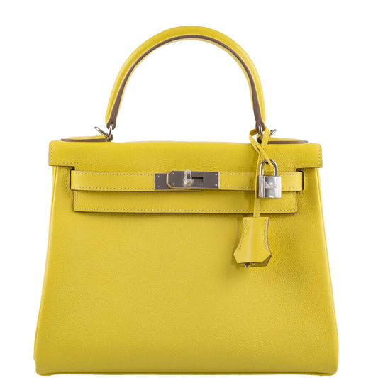 Hermès Kelly 28 Retourne Lime Evercolor leather Palladium Hardware - photo 1