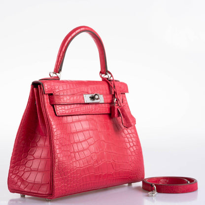 Hermes Kelly 28 Retourne Rose Extreme Matte Alligator with Palladium Hardware - 2020, Y - image 6
