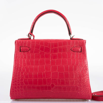 Hermes Kelly 28 Retourne Rose Extreme Matte Alligator with Palladium Hardware - 2020, Y - image 7