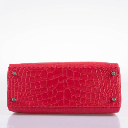 Hermes Kelly 28 Retourne Rose Extreme Matte Alligator with Palladium Hardware - 2020, Y - image 8