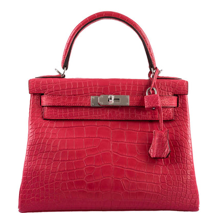 Hermes Kelly 28 Retourne Rose Extreme Matte Alligator with Palladium Hardware - 2020, Y - image 1