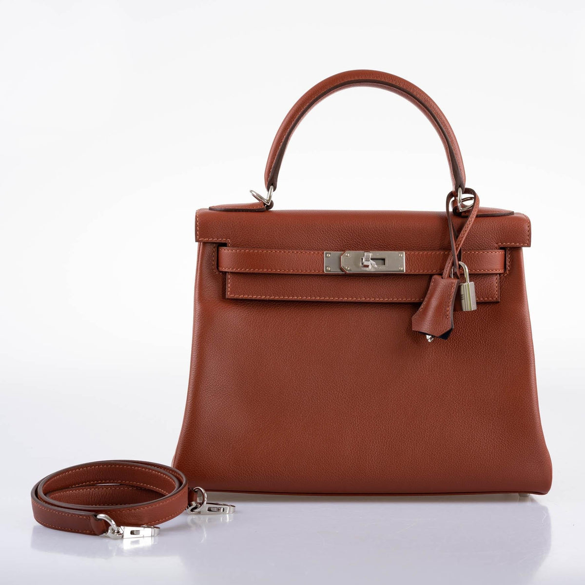 Hermès Kelly 28 Retourne Sienne Verso Deep Blue Evercolor leather with Palladium Hardware - photo 7