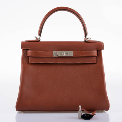 Hermès Kelly 28 Retourne Sienne Verso Deep Blue Evercolor leather with Palladium Hardware - photo 9