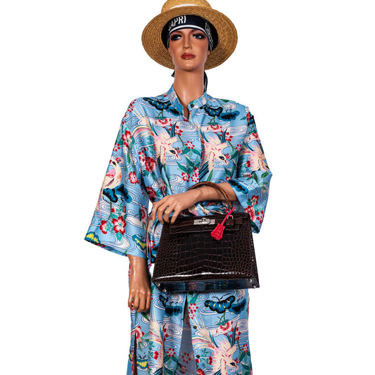 Hermes Kelly 28 Sellier Macassar, Ebene, Miel and Rose Extreme Alligator Palladium Hardware - 2021, Z - image 2