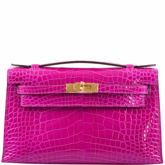 Hermès Kelly Mini Pochette Rose Scheherazade Shiny Alligator Gold Hardware - 2019, D - photo 1