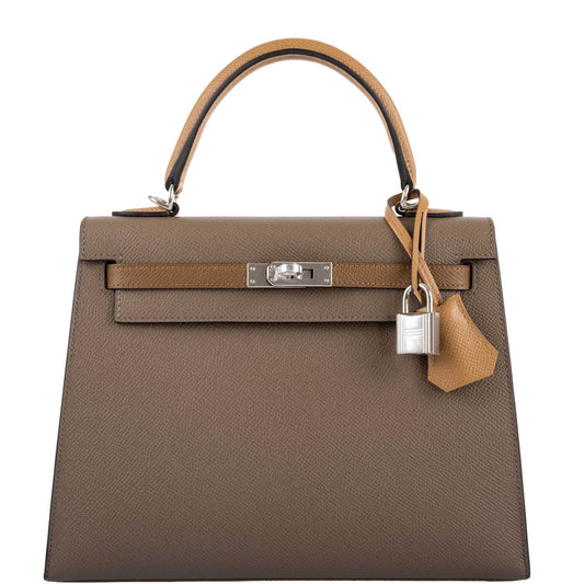 Hermes Limited Edition Sellier Kelly 25 Etoupe, Alezan & Biscuit Epsom with Palladium Hardware - Z, 2021 - image 1